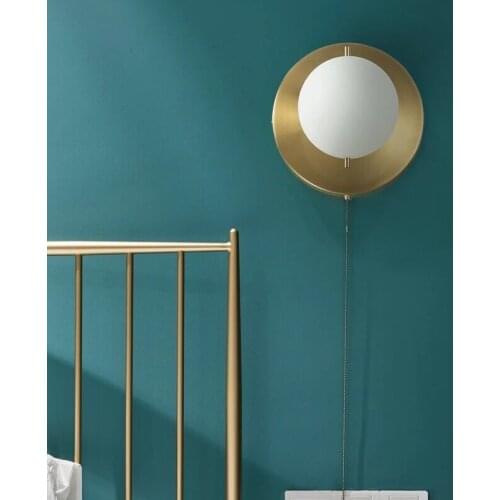 Golden Copper White Frosted glass wall lamp Aisle Corridor Simple Bedside Wall Lamp Led DropLight