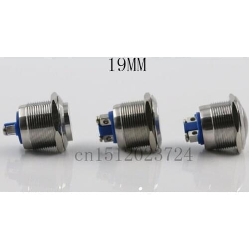 1pCS 19 mm metal push button switch reset button doorbell screw waterproof copper plated nickel