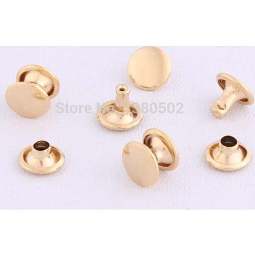 100sets 5/6/7/8/9/10/12mm gold color round shape Double Cap Rapid Rivet Spike Stud for garment belt bag