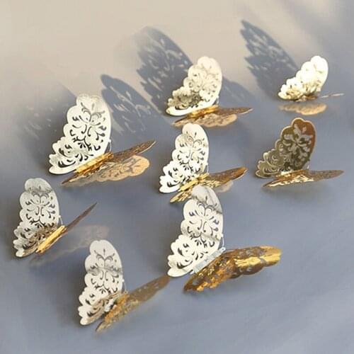 12 Pcs/Set 3D Wall Stickers Hollow Butterfly Wall Decor DIY Sticker for Kids Rooms Party Wedding Ornament Decals Room Decoration