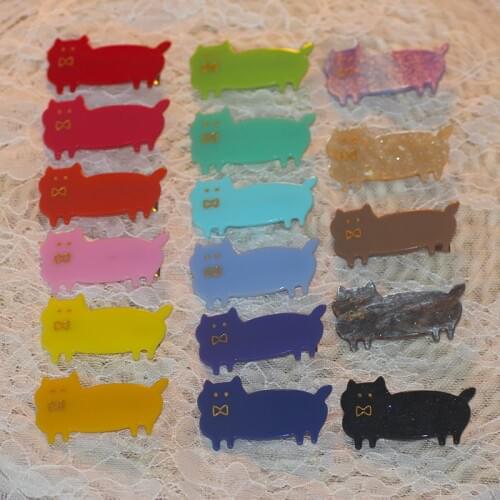 17 Colors Acrylies Fat Gentleman Cat Original Design High Quatity Alligator Clips Shiny Starry sky Animal Clips For Baby Girls