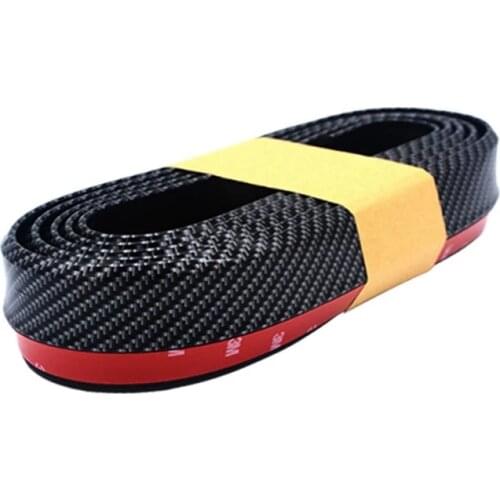 2.5m Car Bumper Lip Strip Protectors Splitter Body Kits Spoiler Bumpers Car Door Bumper Carbon Fiber Rubber Lip 5cm Width Strip