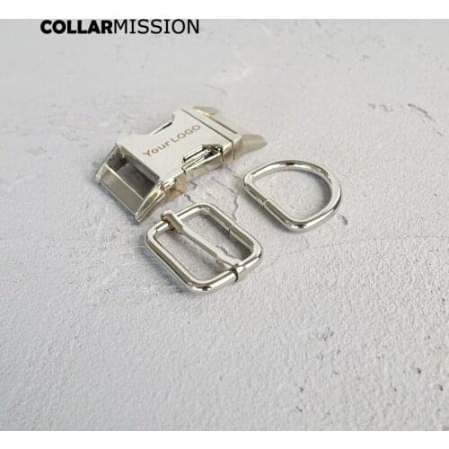 50sets/lot (metal buckle+adjust buckle+D ring/set) laser engraving name customize LOGO high quality diy 25mm dog collar parts