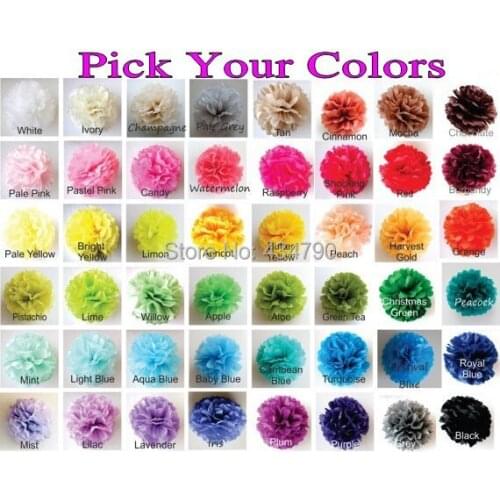50pcs 8"(20cm) Pick Your Colors Tissue Paper Pom Poms Flower Balls Decorations for Wedding Birthday Party Baby Shower Christmas