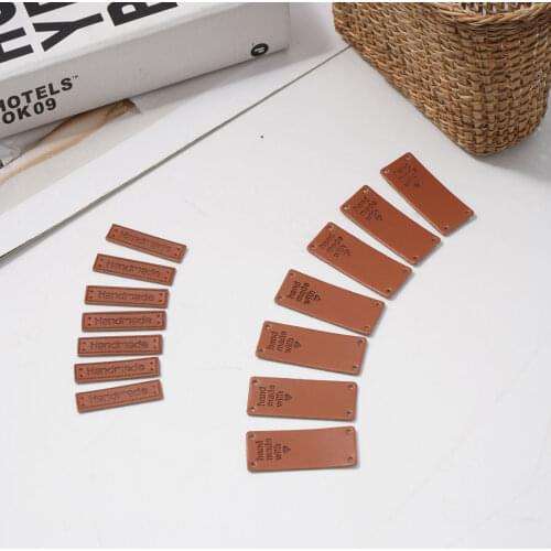 50Pcs Handmade Labels Clothes Faux Leather Labels Handcraft Jeans Bags Shoes Tags Labels DIY Garment Sewing Accessories