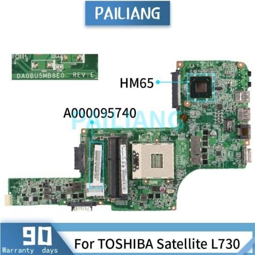 A000095740 For TOSHIBA Satellite L730 Mainboard HM65 Laptop motherboard DA0BU5MB8E0 HM65 DDR3 tested OK