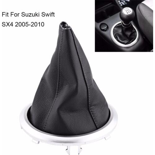 Car Manual Transmission Shift Lever Frame Boot Cover Fit For Suzuki Swift SX4 2005-2010 PU Leather Black Gear Shift Boot Cover