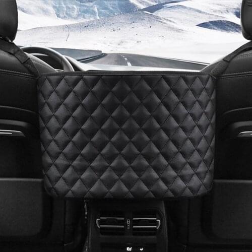 Car Handbag Holder Luxury Leather Seat Back Organizer Mesh Large Capacity Bag Automotive Goods Storage Pocket Seat Crevice Net