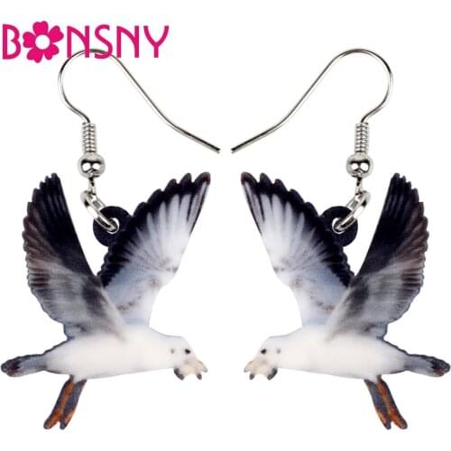 Bonsny Acrylic Flying Albatross Gooney Bird Earrings Big Long Dangle Drop Fashion Animal Jewelry For Women Girls Teen Gift Charm