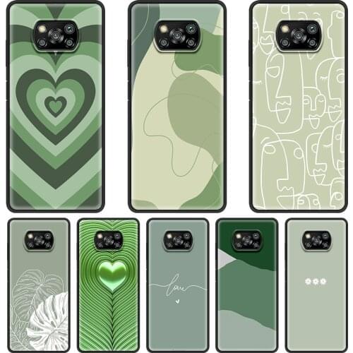 Art Sage Green Case for Xiaomi Mi 11 Ultra 11i Note 10 10S 9 t CC9 CC9E 8 A2 Lite Poco X3 NFC M3 F3 F1 Phone Cover Coque Shell
