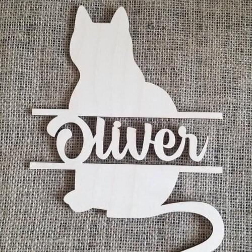 Cat Name Sign-Wood Wall Art-Pet Decor-Cat Lover Gift-Pet Gifts-Wooden Sign-Cat Id Tag-Cat Tags for Dogs-Custom Cat Sign
