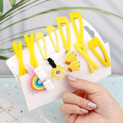 Children Cute Cartoon Yellow Flower Fruit Hairpins Girls Cute Hair Clip Barrettes Fashion Bow Accessories For Kid Baby Headdress