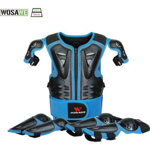 WOSAWE Childrens Elbow and Knee Pads Armor Jacket Cycling Protection Gear MTB Kneepads 5pcs Set