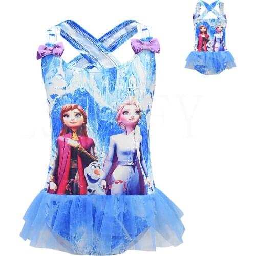 Disney Frozen Girls Swimsuit Summer Toddler Girls Swimwear Kids Cartoon Print Children Bathing Suit One Pieces Swim Wear Cute
