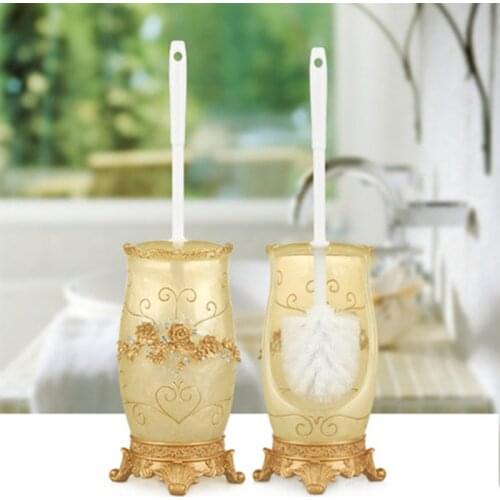European Long Handle Resin Toilet Brush Holder Base Cleaning Brush Creative Japanese Bathroom Toilet Se