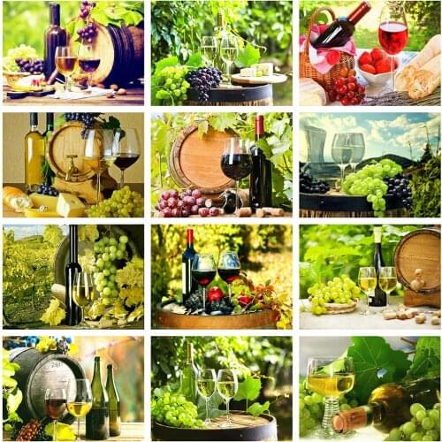 Evershine 5D Diamond Painting Full Square Scenery Diamond Embroidery Wine Mosaic Picture Of Rhinestones Kitchen Home Decoration