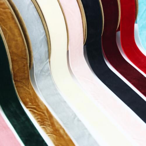 10mm and 25mm Flexible one-sided flocking tape for home textile garment handicraft bow material velvet tape