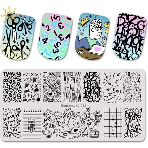 ShopAnts Nail Stamping Plates Math Formula Number Thinking Pencil Pens Go Chess Image Nail Stencil Nail Art Stamping Template