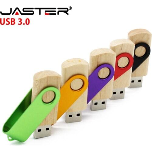 JASTER USB 3.0 metal wooden usb flash drive pendrive 4GB 8GB 16GB 32GB 64GB rotatable memory stick thumb drive u disk gift