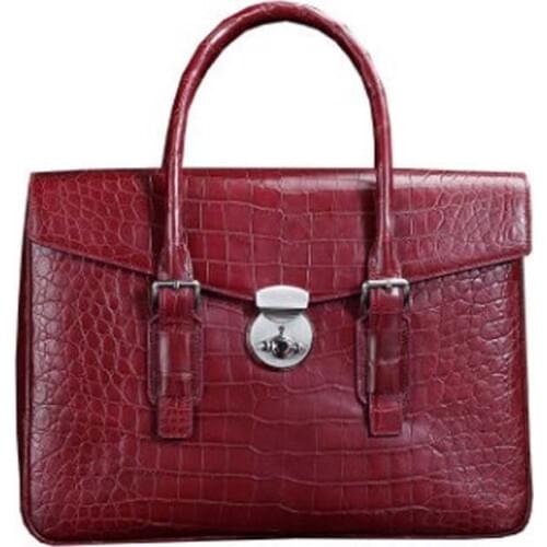 Ourui true new crocodile leather men briefcase Large bamboo texture crocodile leather handbag male men handbag
