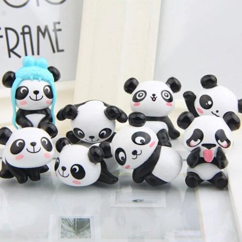 Set Of 8) Little Action Figures Cute Panda Figures Animals Hot Doll Pet Collection Yard Decor Potted Plant Dolls Toys