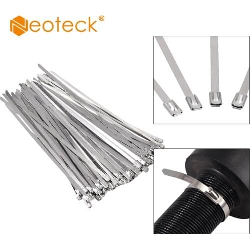 Neoteck 100pcs 4.6*200mm Multi-Purpose Metal Locking Cable Ties 304 Stainless Steel Marine Grade Cable Ties