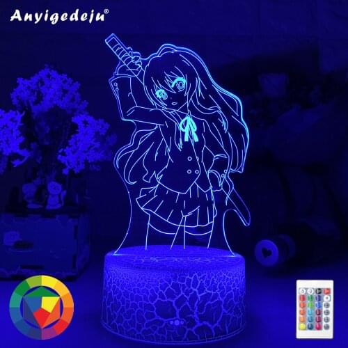 New Led Night Light Toradora Taiga Aisaka for Bedroom Decor Gift Colorful Nightlight Anime Waifu 3d Lamp Taiga Aisaka Toradora
