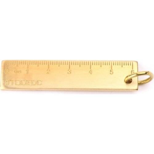 Outdoor Camping Copper Ruler Keyring Portable Mini EDC Tool Brass Scale Keychain Pendant Wholesale Dropshipping