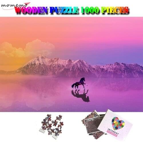 MOMEMO Horse 1000 Pieces Puzzle Beautiful Landscape Jigsaw Puzzles Wooden 1000 Pieces Adults Puzzle Toys Puzzle Games for Adults