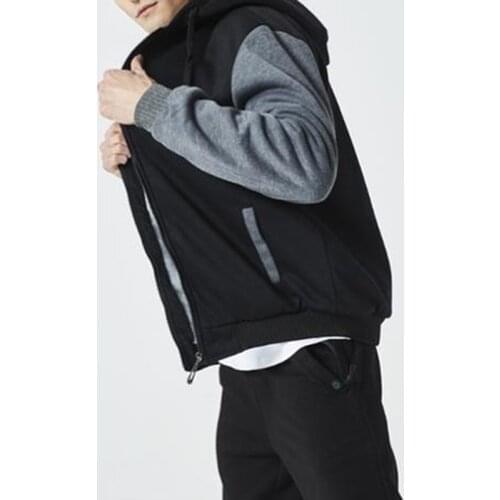 Plus Szie 5XL Hooded Plush Coat Fashion Man Patchwork Zipper Warm Long Sleeves Sweatshirts Male Streetwear Baseball Jacket