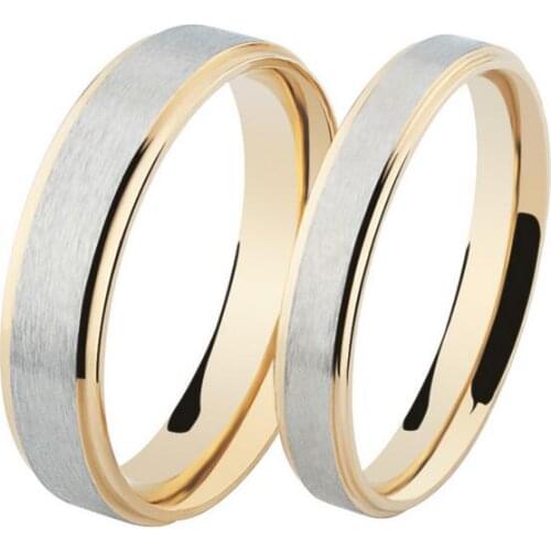 Simple stainless steel couple rings gold