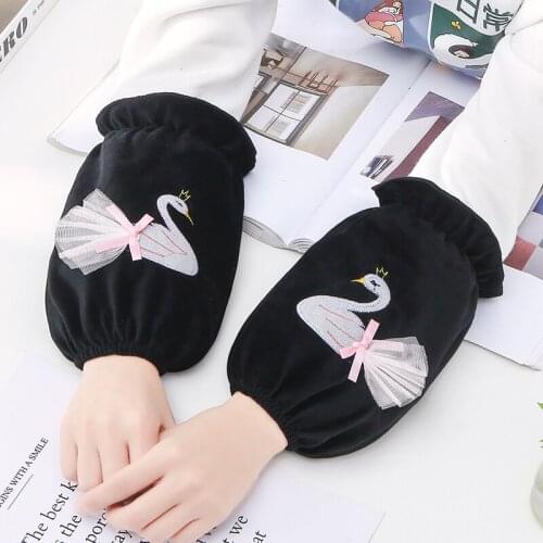 Anti-dirty sleeves female autumn and winter cute short anti-fouling sleeves student work office daily down jacket