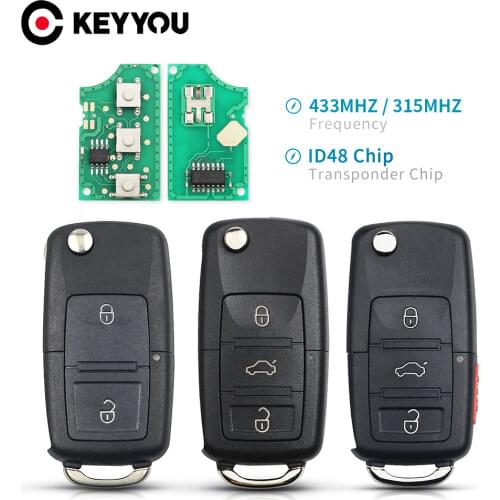 KEYYOU 1J0959753 DA/AH/AG 1K0959753G 434Mhz ID48 2/3/4 Buttons Remote Car Key For VW PASSAT Polo Skoda Seat Polo/Golf/Beetle