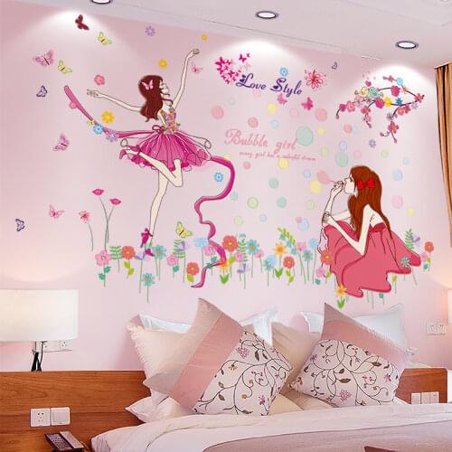 [SHIJUEHEZI] Cartoon Girl Wall Stickers DIY Dancer Mural Decals for House Kids Rooms Baby Bedroom Children Nursery Decoration