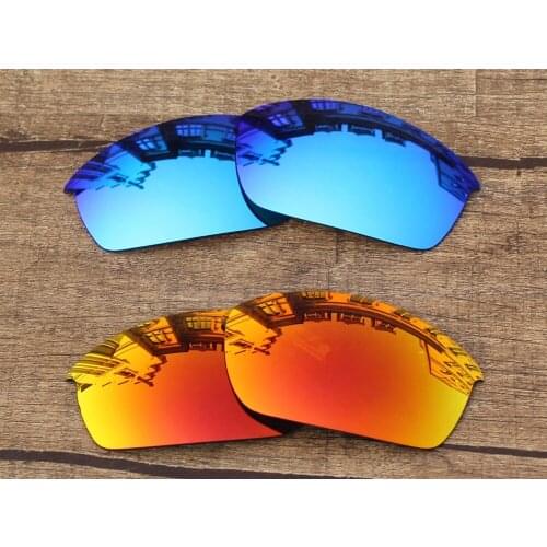 Vonxyz 2 Pairs Ice Mirror & Ruby Mirror Polycarbonate Replacement Lenses for-Oakley Flak Jacket Frame
