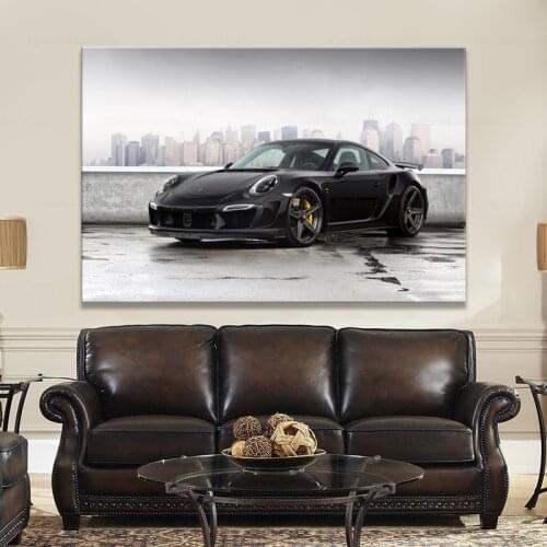 Porsches 911 Turbo S Sportscar Wallpaper Black Wall Art Posters and Prints Modern Canvas Painting for Home Decor