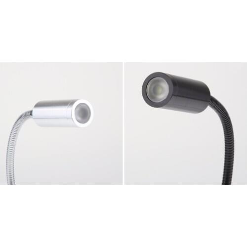 2x 3W 12V Gooseneck LED Reading Light Soft Lights Bedside Reading Lamp for Home RV Camper Marine Boat Motorhome (Silver+Black)