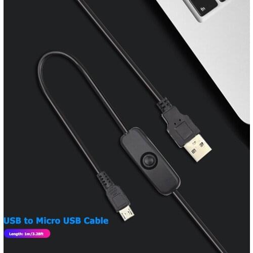 USB to Micro USB Charger Power Cable Cord with On/Off Switch for Raspberry Pi Recommended Power Supply at Least 700mA