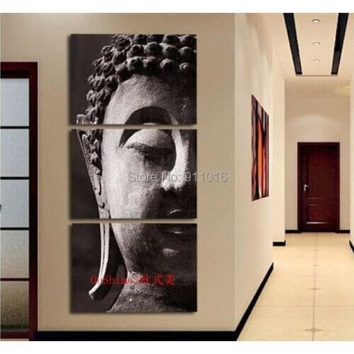 High Quality Hand-painted Group Oil Painting 3 Panel Wall Art Religion Buddha Oil Painting On Canvas For Living Room Picture
