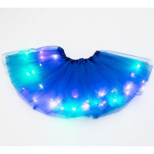1PC Little Girls LED Light Up Tutu Skirt Neon Colorful Luminous Party Dance Dress Festival Cosplay Costume Stage Wear 14 Colors