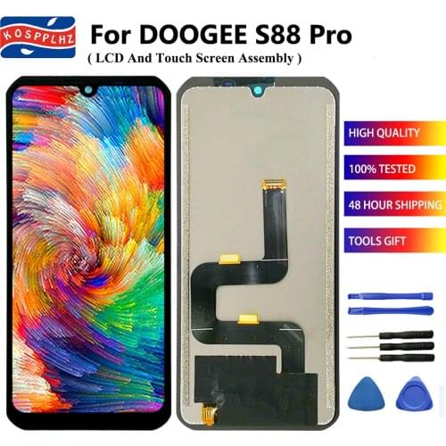 6.3 Inch For DOOGEE S88 PRO LCD Display + Touch Screen Sensor Assembly For Doogee S88PRO Front Glass Screen + Tools & Glue
