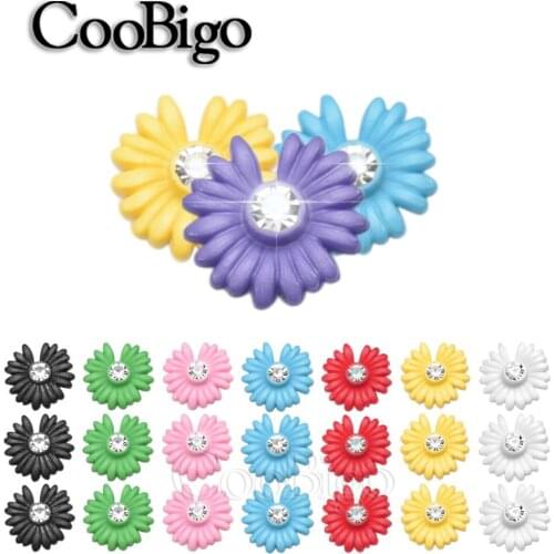 20pcs Daisy Flower Flat Back Rhinestones Cabochon for Girl Hair Decoration Gift Box Mobile Phone Case DIY Craft Accessorise 14mm