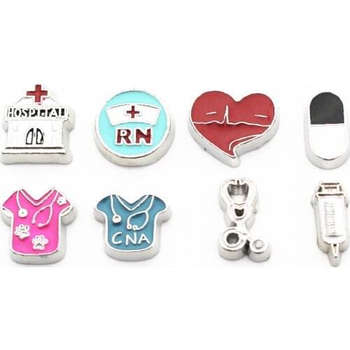 20Pcs/Lot RN Nurse Hat Floating Charms Hand-made DIY for Glass Lockets