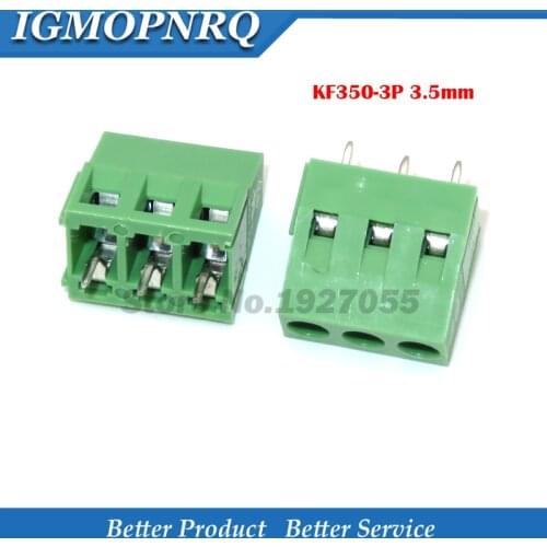 20PCS PCB Terminal KF350-3P 3.5mm KF350 3 Pin Green Connect Screw Terminal Connector Splice connector
