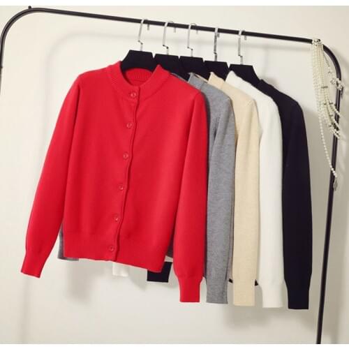 2020 Knitted Cardigan Women Knitwear Korean White Sweater Autumn Winter Top Clothes Short Cardigan Long Sleeve 1092