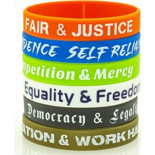 300pcs Inspirational Fair JusticeEquality Freedom Independence ReliSilicone Bracelets Rubber Wristbands Free Shipping by DHL