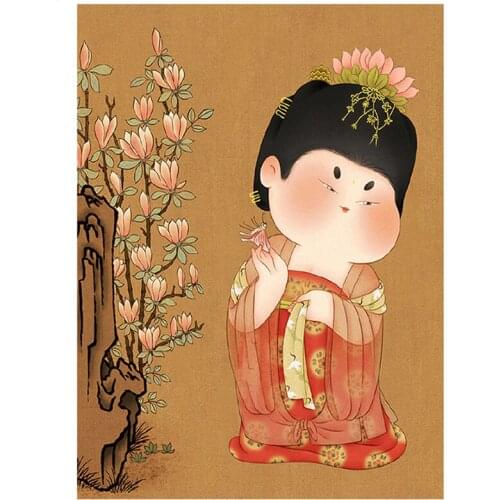 Diamond Painting Chinese classical Cross Stitch cartoon fat girl 5D Diamond Embroidery mosaic rhinestone Home DecorationZP-1789