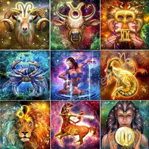 Diamond Mosaic Full Square/Round 5D Diamond Painting 12 zodiac signs Christmas Embroidery home decoration constellation