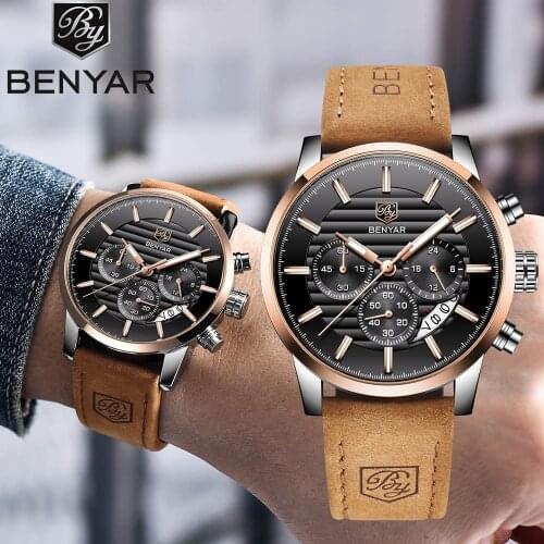 BENYAR Casual Mens Watch Top Brand Luxury Quartz Watch Men Fashion Luminous Waterproof Business Wrist Watch Relogio Masculino