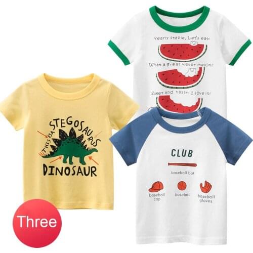 Baby Boys Animal Print Dinosaur T shirt Cotton 2021 New Boy Summer Shirts Three Pieces for Boys Short Sleeve Top Clothes 2-8Y